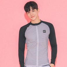 헤링본 남성 집업 래쉬가드 슬림핏 비치웨어 상의 긴팔 휴양지 바캉스룩 물놀이 RC106M