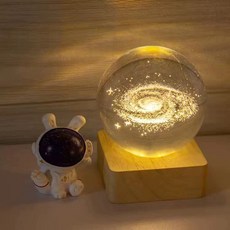 베이스 바다유리 수정 크리스탈볼 무드등 유리구슬 각인, 각인+은하수