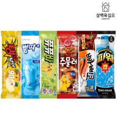 아이스크림 쮸쮸바 6종 30개 베스트 세트 탱크보이 뽕따 주물러 빠삐코 파워캡, 120ml