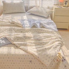초정상점CHOJEONGSTORE 여름홑이불 쿨링이불 차렵이불, 가드니아 여름 - 별 따기, 싱글 침대 150x230 cm