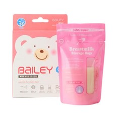 베일리 베이직 모유저장팩 180ml 30매 일회용 수유팩 모유보관 더블지퍼백, 1개