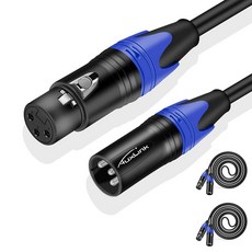 AuxLink 25피트 XLR 케이블 2팩 - 마이크 스피커 라디오 방송국용 균형 잡힌 스피커 및 마이크 케이블, 25 Ft 2 Pack
