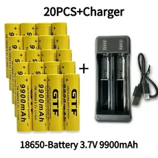 18650 충전식 배터리 컴퓨터 면도기의 리모컨용 포함된 베스트셀러 3.7V9900Mah 리튬 이온, 06 20PCS -Charger