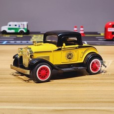 聲光可開門Q版復古合金車 - 警車 金龜車 雙層巴士 復古老爺車 mini cooper模型車 小車, 老爺-黃(聲光雙開門, 1個