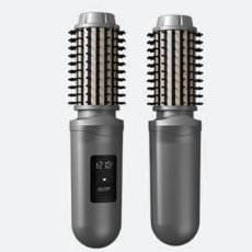 KIBOER 휴대용 무선 고데기 3단계 온도조절 음이온 케어 충전식, 블랙