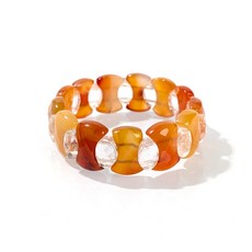 【杰鴻】大陸紅瑪瑙&白水晶 造型切面手排 21X14MM& 9X13MM 寶石珠珠DIY手工材料, 1個, 大陸紅瑪瑙&白水晶 造型切面手排, 大陸紅瑪瑙&白水晶