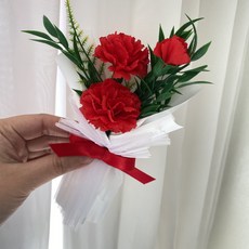더 라넌큘러스 플라워 카네이션 납골당 꽃다발 3M 테이프 동봉, 레드2개, 1개