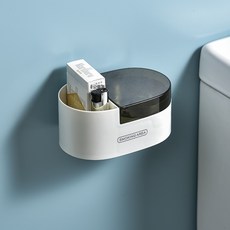 菸灰缸家用廁所衛生間收納盒創意個性潮流不鏽鋼免打孔掛牆菸灰缸, 1個, 白加透明黑:一個