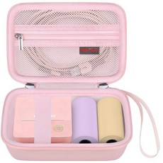 Elonbo Phomemo M02 라벨 메이커용 휴대용 케이스 포켓 프린터 미니 스티커 프린터 블루투스 잉크리스 감열식 포토 프린터 여행 가방 라벨 프린터 보관 홀더 라벨, 핑크