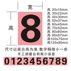 數字貼 號碼貼 標價貼 0-9 電話號碼 方形紅色 價格標價貼紙 餐廳, 1個, 粉底黑字0~9五組,2*1.5cm