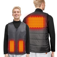 HNH 조절 가능한 사이즈 온열 조끼 남성 및 여성용 3개의 히트 존 난방 조끼 코트 배터리 미포함 블랙.