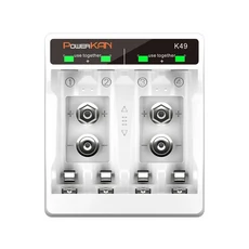 호환POWERKAN K49 컴팩트 디자인 배터리 충전기(1.2V No.5/7 AA 9V 리튬 이온 LED 디스플레이 포함), 01 K49-White