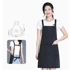 주방 민소매 허리 앞치마 폴리에스테르 작업복 셰프 베이킹 바베큐 홈 레스토랑 남녀공용 보호복 도구, 01 black