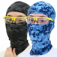 1+1 쿨 스킨 여름 바라클라바 자전거두건 여름 복면, 블랙+블루