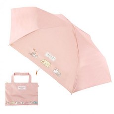 산리오 슬리피 암막 납작 53 3단 수동우산-핑크