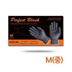 두꺼운 니트릴장갑 블랙 마스터 퍼펙트블랙 식품용 100매, 1개, M