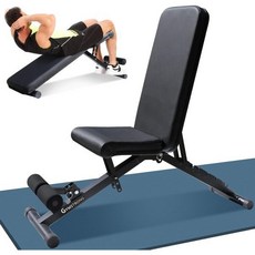 가정용 헬스장 운동 기구용 웨이트 벤치 조절 가능한 경사 프레스 90도 직립 어깨 및 평면 디자인, Black PU Leather, 1개