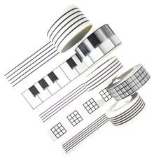 愛樂芬音樂 鋼琴紙膠帶 五線譜膠帶 五線譜 四線譜 音樂文具裝飾, 五線譜-寬25mm 長1000cm, White