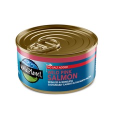 와일드 플래닛 와일드 핑크 연어 무염 통조림 연어 지속 Wild Planet Wild Pink Salmon No Salt Added Canned Salmon Sustain, 6온스(1팩), 1개