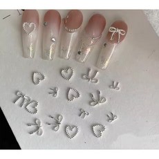 실버리본 하트 네일파츠 20개입