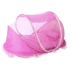 접는 유아모기장 침대 매트리스 베개 쓰리피스 슈트 0-3세 아동용, 분홍색