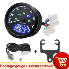 AD 새로운 범용 오토바이 12000RMP LCD 속도계 주행 속도계 1-4 실린더 오토바이 게이지 오토바이 디지털, 02 with sensor bracket