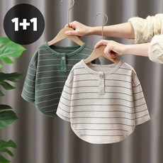 아동 라운드넥 골지 스트라이프 긴팔 티셔츠 2종세트