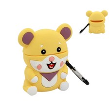 OW 귀여운 에어팟케이스 커버 옐로우 보관함 실리콘 충격보호, 1개