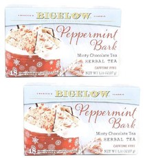 빅앨로우 페퍼민트 바크 민트 초콜릿 허브차 (2팩) Bigelow Peppermint Bark Mint Chocolate Herb Tea (Pack of 2), 335.66g, 1개