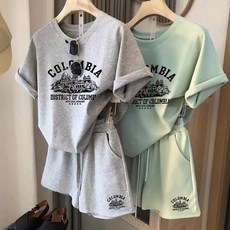 大尺碼運動套裝女夏季休閒寬鬆短袖短褲時尚兩件套S-8XL