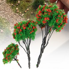 모구모구 미니어처 꽃나무 활엽수 빨강꽃 디오라마 조경 모형 정원 꾸미기 재료 소품, H=40mm