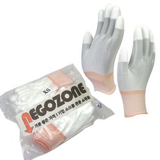 [네고존] 국산 PU 손끝코팅 장갑, 국산손끝백색XS, 30개