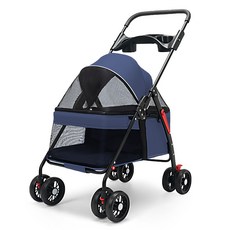 민트스쿨 반려동물 유모차 저상형 접이식, 블루, 1개