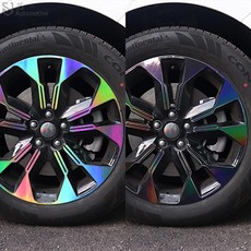 비브랜드 블랙 실버 홀로그램 휠보호 기스방지 튜닝 스티커 휠마스크 데칼 랩핑필름 KA4카니발 19인치 호환용품, RGB카본_18인치