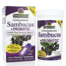 Nature's Answer 標準化接骨木 32000 毫克 + 益生菌 100 億 CFU 素食雙效膠囊, 1個, 60入