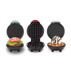 Dash 미니 메이커 세트 - 맞춤형 간식 다기능 요리 지원 쉬운 청소 및 사용자 친화적인 디자인 블랙 와플 철판 다리미 그외 각종 476071, 3 pack, Maker, 1