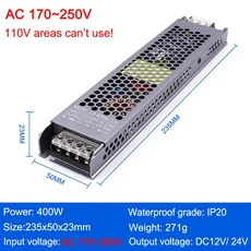 AC-DC 12V 변압기 60W 100W LED 전원 공급 장치 스트립 라이트용 초박형 AD 드라이버 220V, 01 12V용, 04 400W