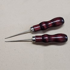우드송곳 바늘 갈고리후크 가죽 구멍 뚫기 구두수선 펀칭 DIY 우드손잡이, 1개, 나무색상_가죽송곳 일자형바늘(보급형)
