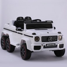 AMG 벤츠 인증 6X6 어린이 전기 자동차 아기 2인승 붕붕카 조카 선물, 전기구동+리모컨+25A리튬배터리+가죽시트, 화이트/4륜구동/방폭소프트휠, 1개