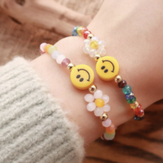 MOOLDN 花微笑金球2套組尿烷手鍊, 粉彩+彩虹