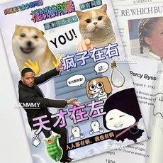 聖誕特輯 臺灣出貨 天才與瘋子貼紙書趣味熱梗創意抽象惡搞素材切膜巨厚咕卡裝飾標識, 天才與瘋子貼紙書【1本】,高品質丨送鑷子