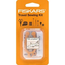 Fiskars 컴팩트 여행용 바느질 키트 TSA 준수 접이식 가위 버튼 및 헴밍용 27피스 수리 세트 실 바늘 99.1cm(39인치) 측정 테이프 지갑 및 휴대용, (Pack of 1)