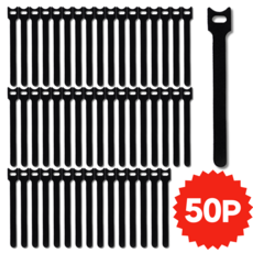 생활그린 반영구 벨크로 전선 케이블 정리 찍찍이 50p, 블랙, 1개