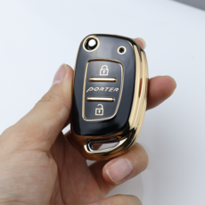 대롱나무 포터2 신형타입 TPU 폴딩키 차키 케이스 보호용 스마트키 커버 케이스, 1개, 블랙