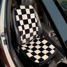 汽車坐墊 棊格毛絨保暖防滑車墊, 1個, 棊格毛絨前排坐墊+棊格毛絨靠墊.