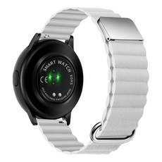 갤럭시워치6 반버튼 자석식 가죽밴드 스트랩 시계줄, 화이트