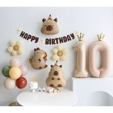 이벤트홀릭 카피바라 풍선 생일파티용품세트, 1개, 숫자풍선 10