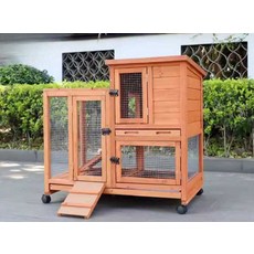 토끼 사육장 동물 대형 나무색 원목 실외 울타리 케이지 철장, 1개, 라이트톤 / M
