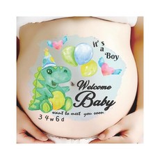 임신 사진 스티커 바디 페인트 타투 스티커 남자 아이 여자 아이 F2Ⅱ 동물 드래곤 베이비 실루엣 심플하고 귀여워 선물 출산 축하 마타니티 스티커 임산부 배 셀프 포토 임신 사진