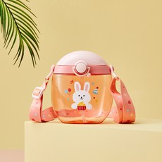 모던하우스 애니멀힐즈 트라이탄 빨대 스트랩 납작물병(디저트래빗)_550ML KI0524005, 1개, 사진참조